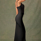 Bella – Rochie Midi de Damă din Satin cu Corset și Volane