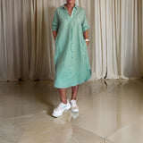 Alina™ | Rochie cămașă cu dungi și nasturi