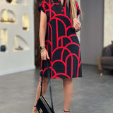 Anneliese – Rochie Polo de Damă cu Imprimeu Grafic și Croi Lejer