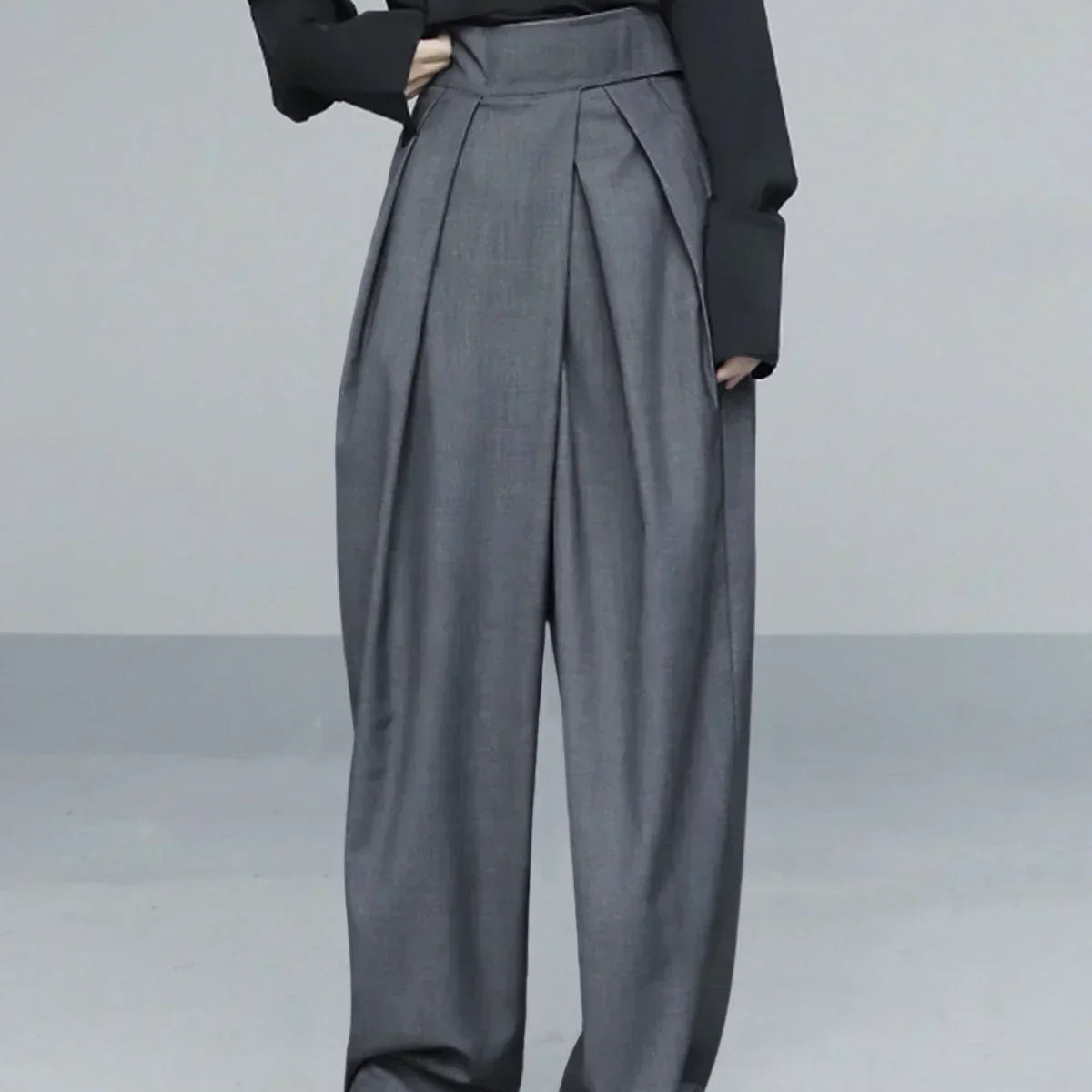 Pantaloni cu Velcro și Picior Larg