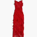 Sira – Rochie Elegantă cu Volane din Chiffon, Feminină, Pentru Ocazii Speciale