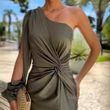 Alisa – Rochie de Damă Elegantă Lungă cu Umăr Asimetric