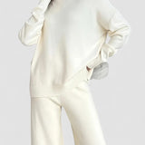 Set tricotat cu guler înalt de culoare solidă