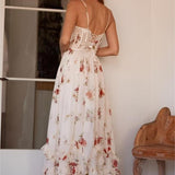 Yana – Rochie Maxi de Damă Elegantă cu Volane și Imprimeu Floral