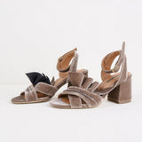 Only Lovers beige velvet sandals