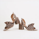 Only Lovers beige velvet sandals