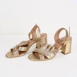 Only Lovers golden leather sandals