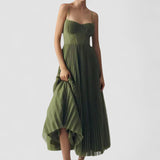 Beatriz – Rochie Damă Midi Plisată și Croi Ajustat Elegant