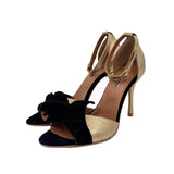 Our Time black golden leather sandals