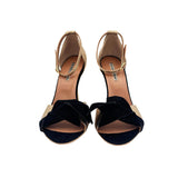 Our Time black golden leather sandals