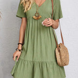 Anna – Rochie de Damă Lejeră Elegantă cu Decupaj în V de Vară