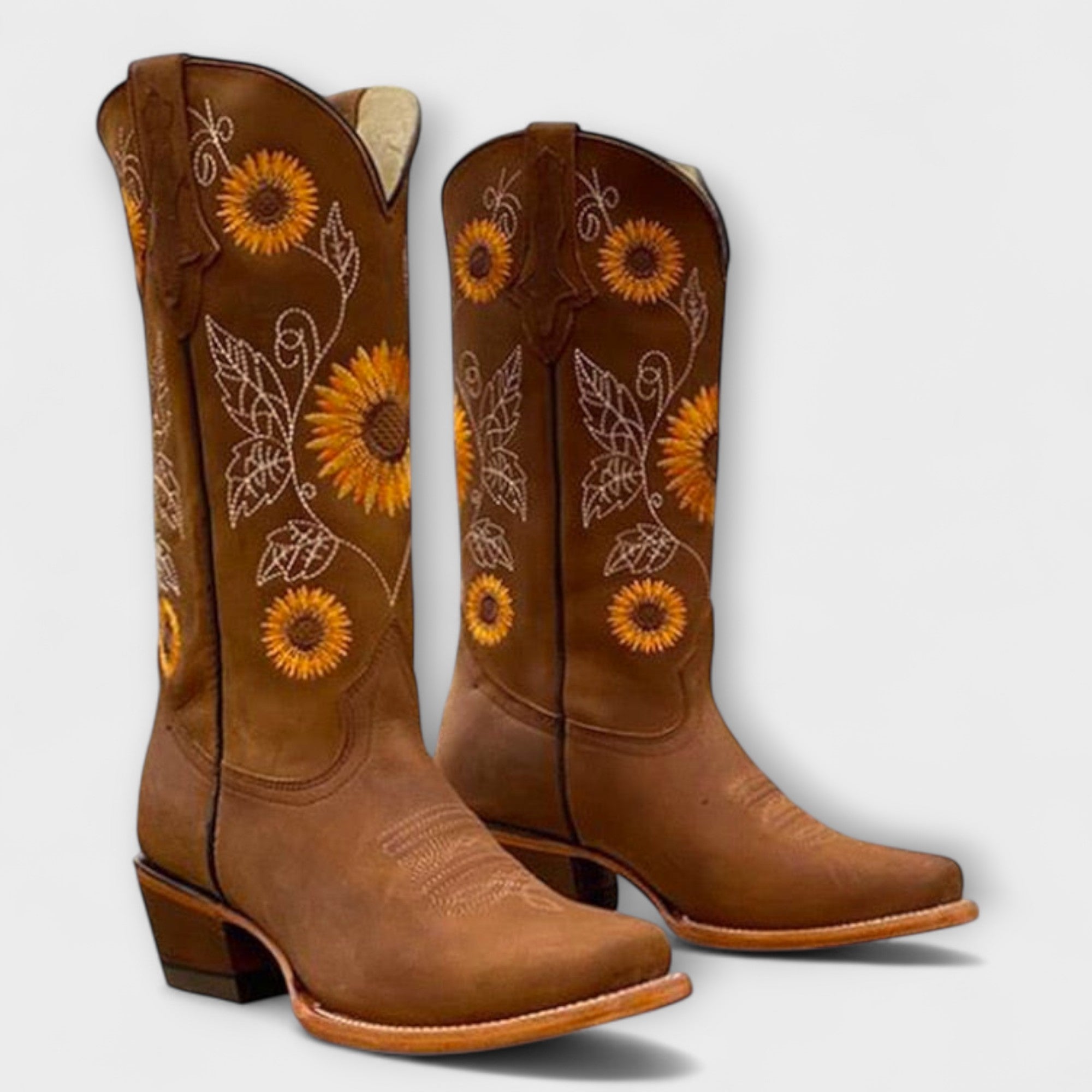 Sofia Delane – Botine de Damă Western cu Toc Stil Sunbloom