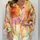 Steph | Bluză elegantă oversized cu imprimeu acquerel