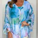 Steph | Bluză elegantă oversized cu imprimeu acquerel