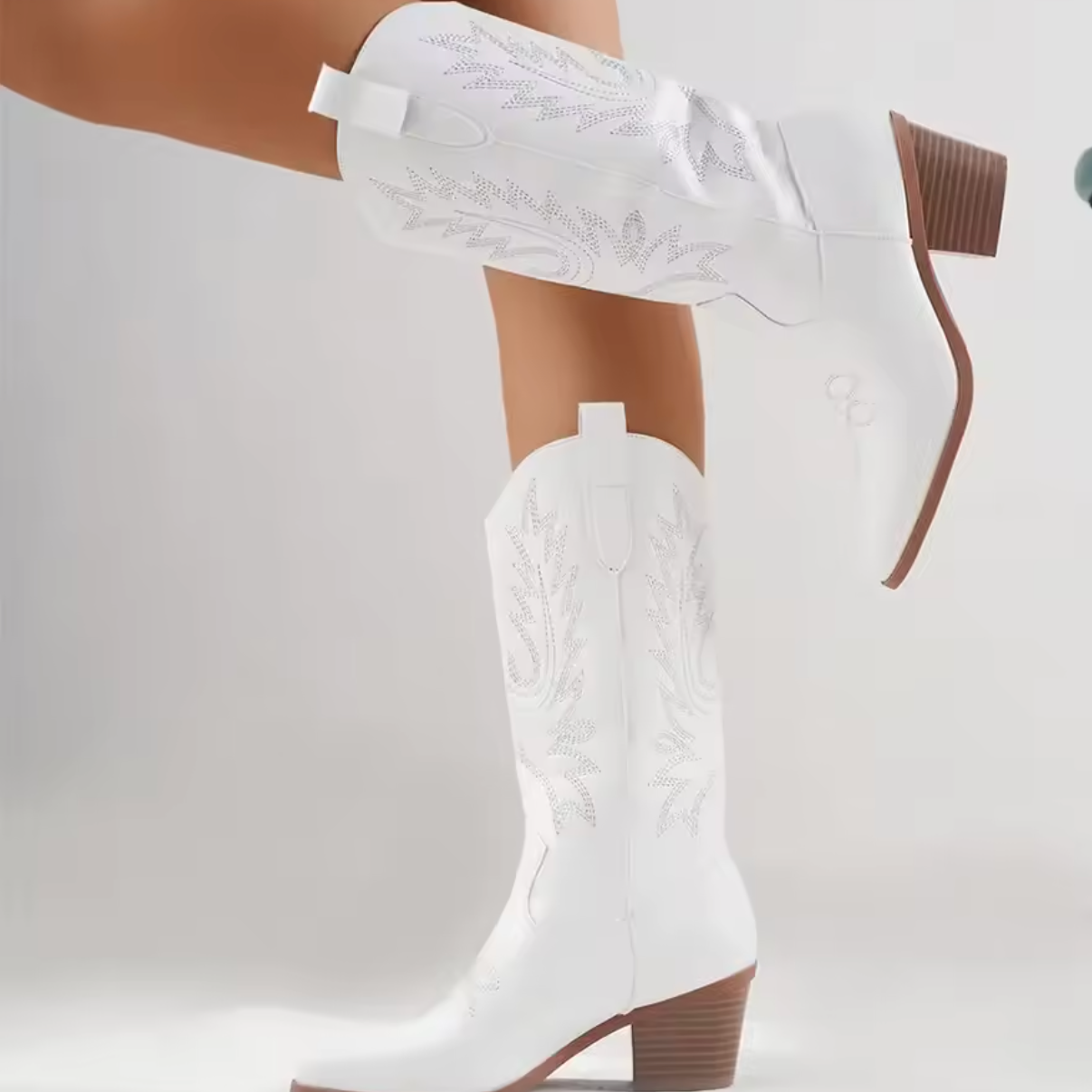 Missie – Botine de Damă Western din Piele cu Toc Lat