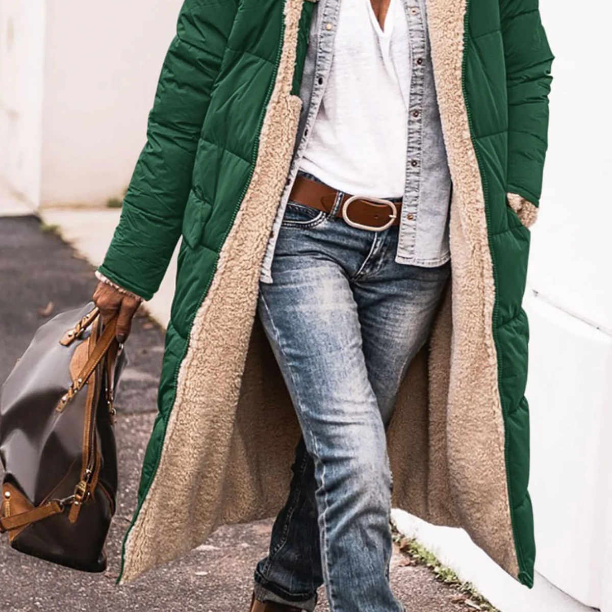 Arana – Parka de Damă Dublă cu Căptușeală Sherpa și Stil Matlasat