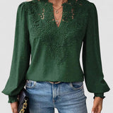 Charlene – Bluză de Damă Elegantă cu Decolteu în V și Mâneci Lungi