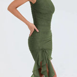 Amara – Rochie Midi de Damă Elegantă cu Volane