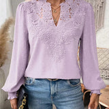 Charlene – Bluză de Damă Elegantă cu Decolteu în V și Mâneci Lungi