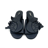 The Joker in the Pack black leather mules sandals