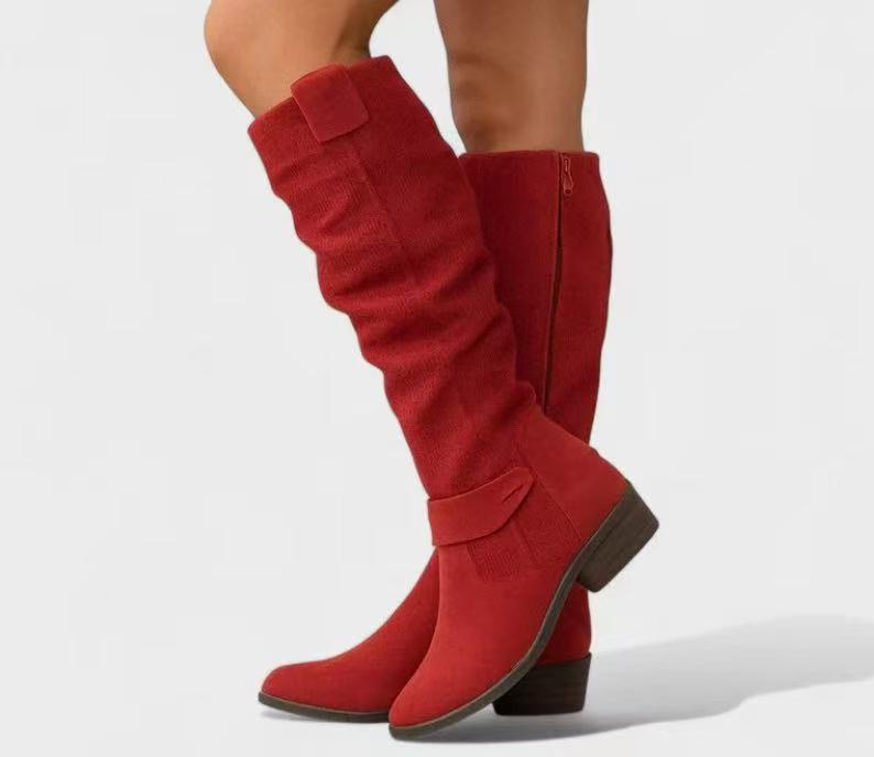 Noemi - Cizme Slouchy din piele de căprioară