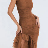 Amara – Rochie Midi de Damă Elegantă cu Volane