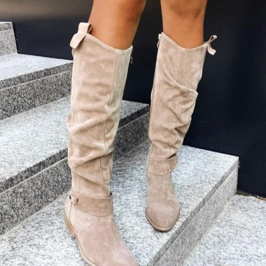 Glaiza – Botine de Damă Elegante Până la Genunchi din Suede