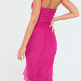 Amara – Rochie Midi de Damă Elegantă cu Volane