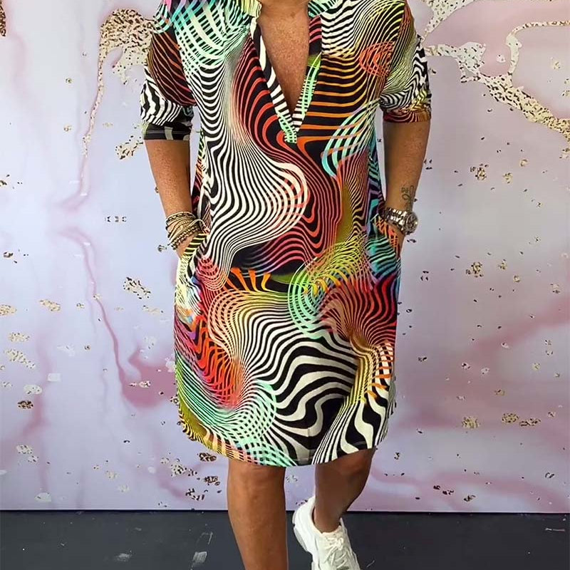 Sonya™ | Rochie cu iluzie optică și croi T-shirt