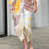 Talia – Rochie de Damă Satinată Elegantă cu Volane Asimetrice