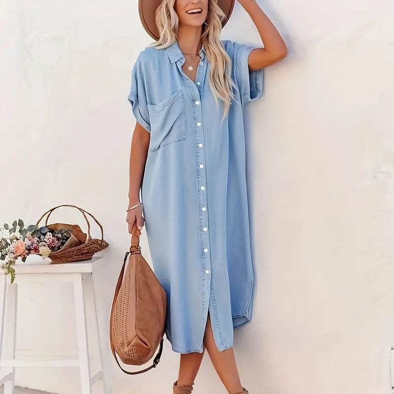 Béatrice - Rochie Camasa cu Buzunare