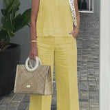 ZURI – COSTUM FĂRĂ MÂNECI DIN BUMBAC ȘI IN