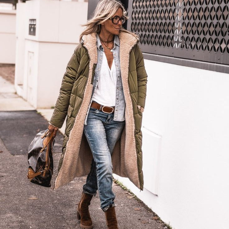 Arana – Parka de Damă Dublă cu Căptușeală Sherpa și Stil Matlasat