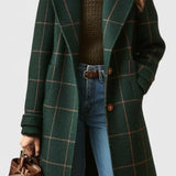 Elena | Palton din Tweed în Carouri cu Rever Retro