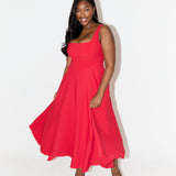 Amelia – Rochie Midi Fluidă de Damă Elegantă