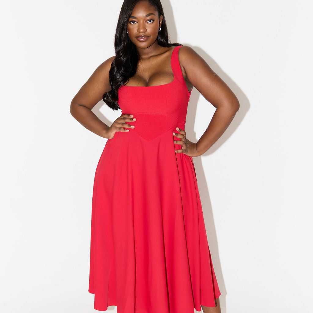 Amelia – Rochie Midi Fluidă de Damă Elegantă