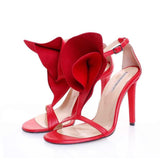 Floral Strap red suede sandals