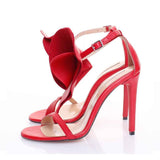 Floral Strap red suede sandals