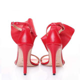 Floral Strap red suede sandals