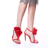 Floral Strap red suede sandals